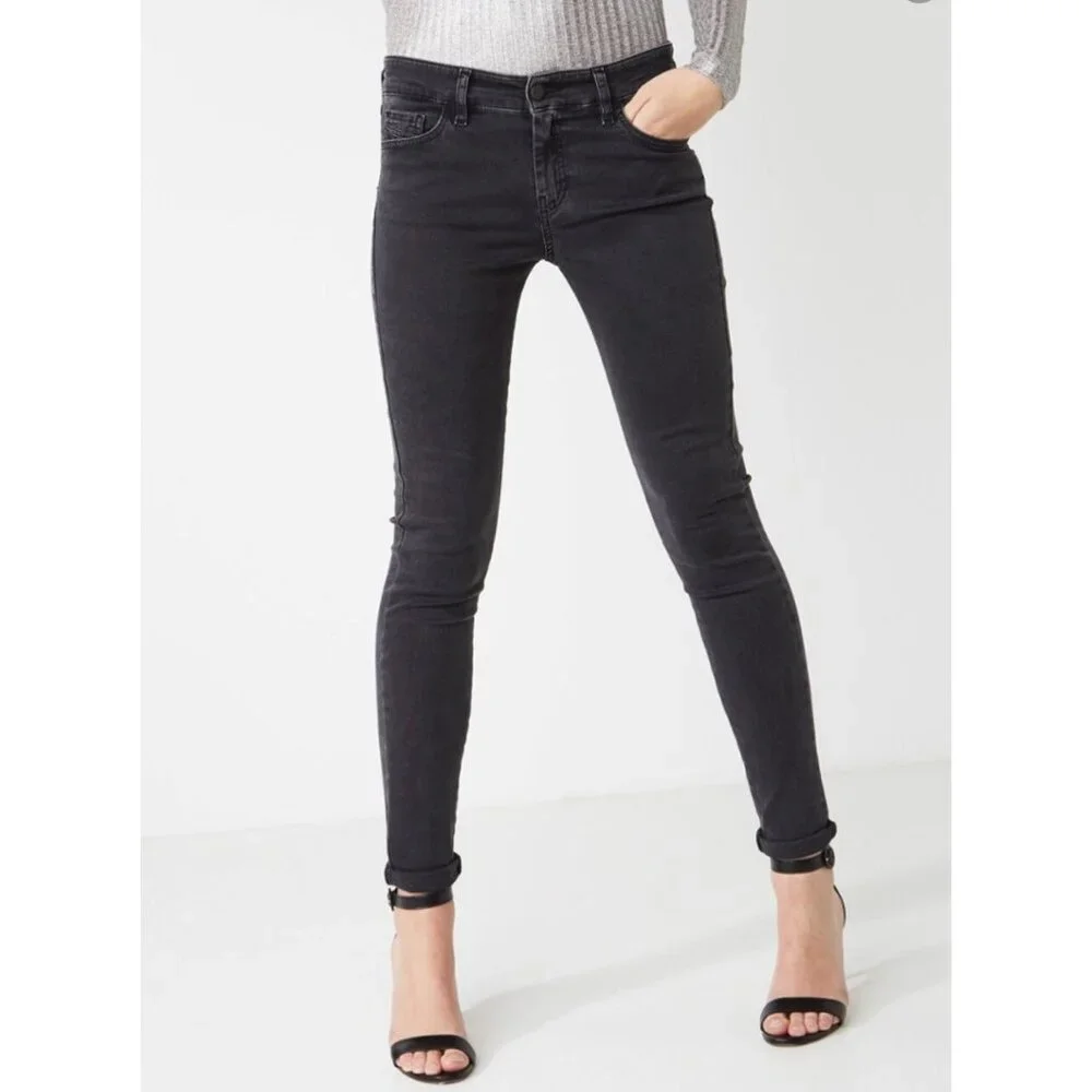 $178 Diesel Women’s Slandy Super Slim Skinny Jeans 0680I Black Recovery Size W23